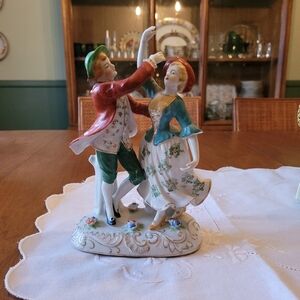 Vintage Japanese Dancing Colonial Couple Porcelain Figurine